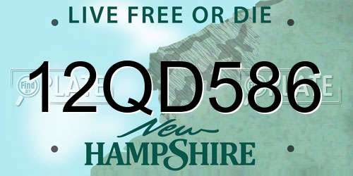 12QD586 New Hampshire License Plate