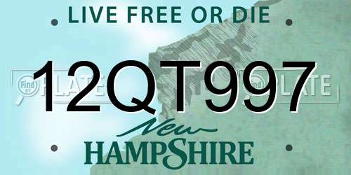 12QT997 New Hampshire License Plate