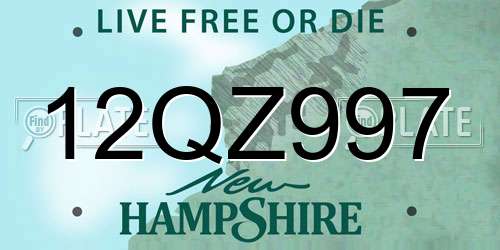 12QZ997 New Hampshire License Plate