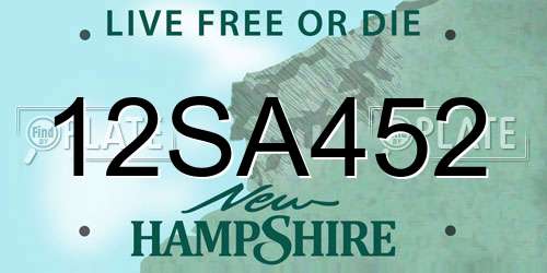 12SA452 New Hampshire License Plate