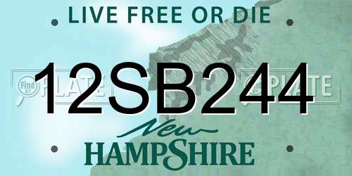 12SB244 New Hampshire License Plate