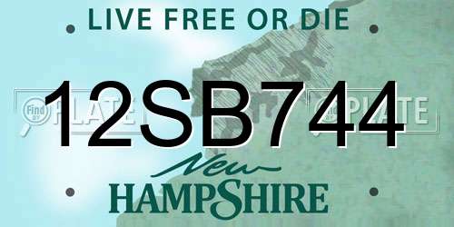 12SB744 New Hampshire License Plate