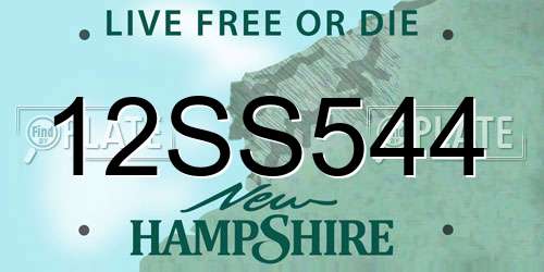 12SS544 New Hampshire License Plate