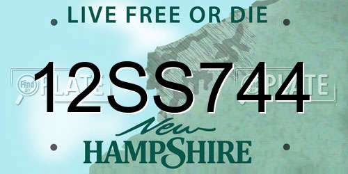 12SS744 New Hampshire License Plate