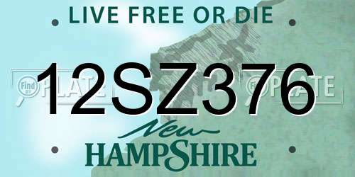 12SZ376 New Hampshire License Plate