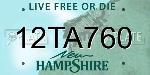 12TA760 New Hampshire License Plate