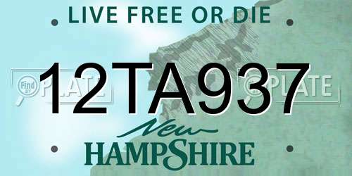 12TA937 New Hampshire License Plate