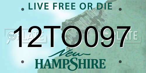12TO097 New Hampshire License Plate