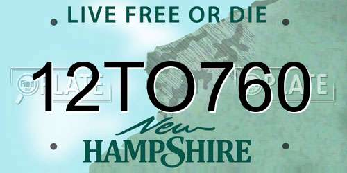 12TO760 New Hampshire License Plate