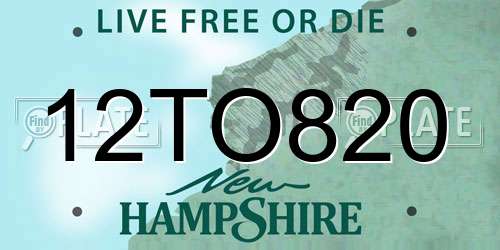 12TO820 New Hampshire License Plate
