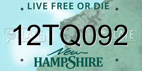 12TQ092 New Hampshire License Plate