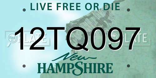12TQ097 New Hampshire License Plate