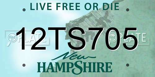 12TS705 New Hampshire License Plate