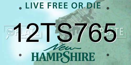 12TS765 New Hampshire License Plate