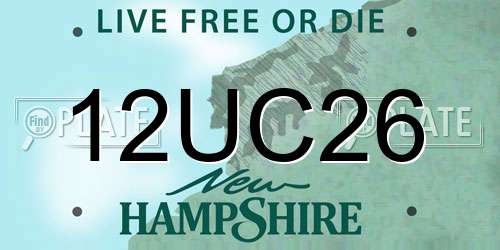 12UC26 New Hampshire License Plate
