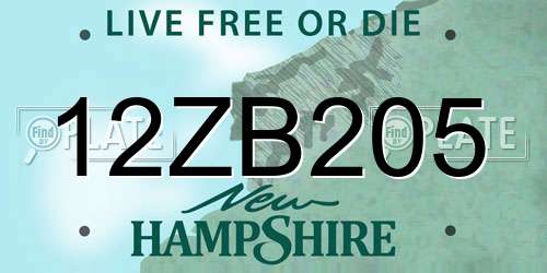12ZB205 New Hampshire License Plate