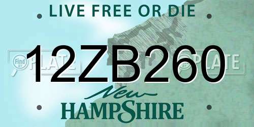 12ZB260 New Hampshire License Plate