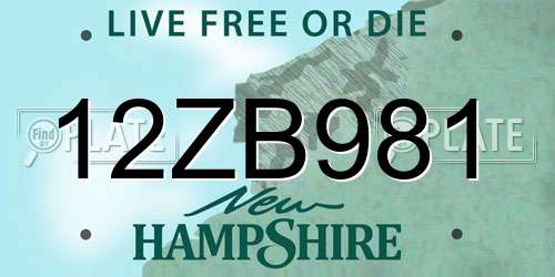 12ZB981 New Hampshire License Plate