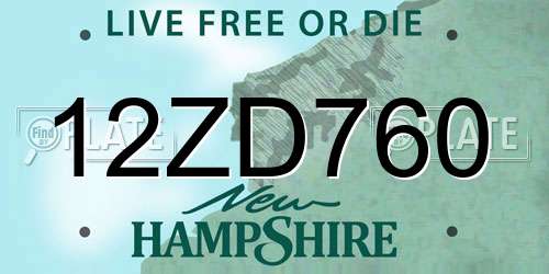 12ZD760 New Hampshire License Plate