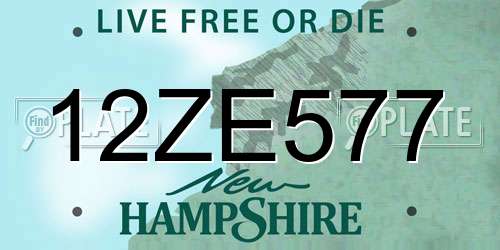 12ZE577 New Hampshire License Plate