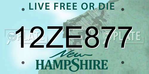 12ZE877 New Hampshire License Plate
