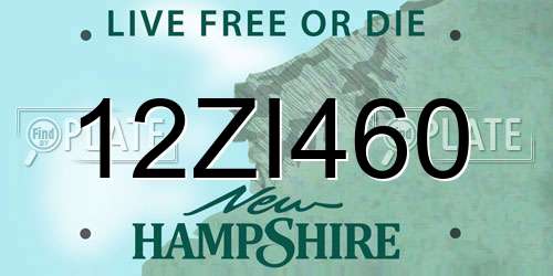 12ZI460 New Hampshire License Plate