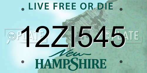 12ZI545 New Hampshire License Plate