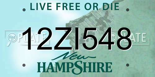 12ZI548 New Hampshire License Plate