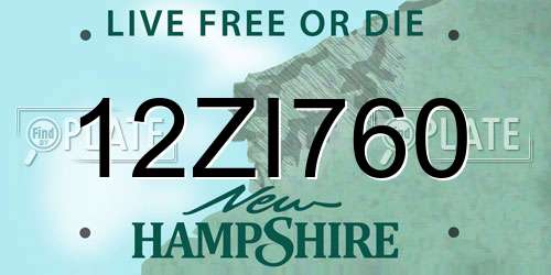 12ZI760 New Hampshire License Plate