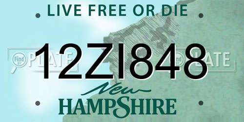 12ZI848 New Hampshire License Plate