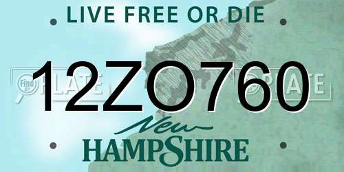 12ZO760 New Hampshire License Plate