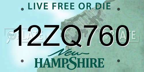 12ZQ760 New Hampshire License Plate