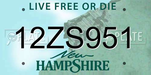 12ZS951 New Hampshire License Plate