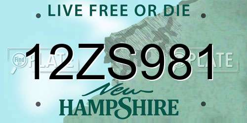12ZS981 New Hampshire License Plate