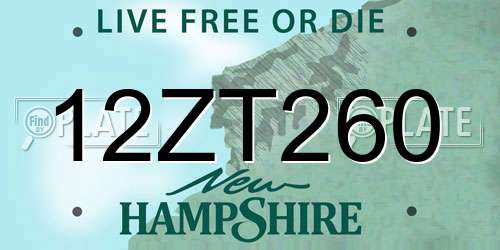 12ZT260 New Hampshire License Plate