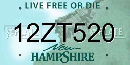 12ZT520 New Hampshire License Plate
