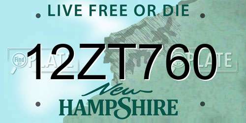 12ZT760 New Hampshire License Plate