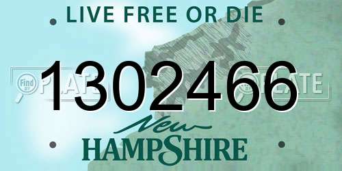 1302466 New Hampshire License Plate