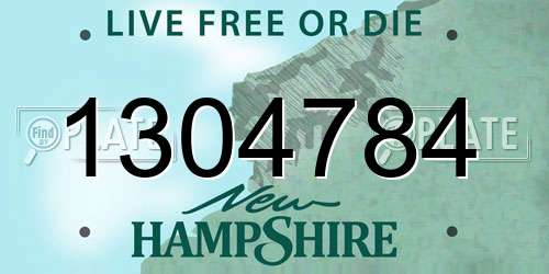 1304784 New Hampshire License Plate