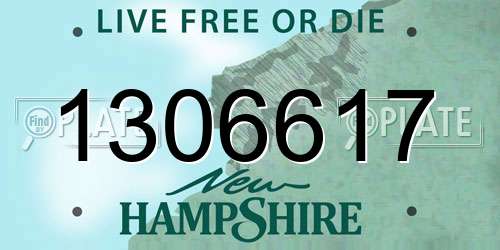 1306617 New Hampshire License Plate