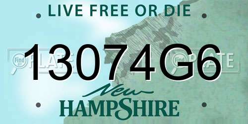 13074G6 New Hampshire License Plate