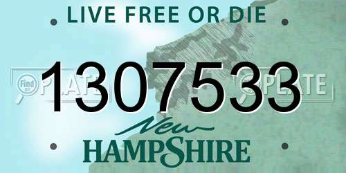 1307533 New Hampshire License Plate