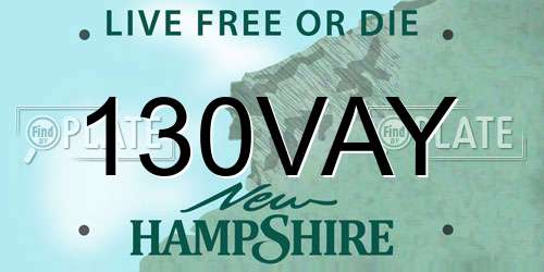 130VAY New Hampshire License Plate