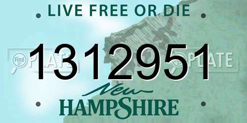 1312951 New Hampshire License Plate