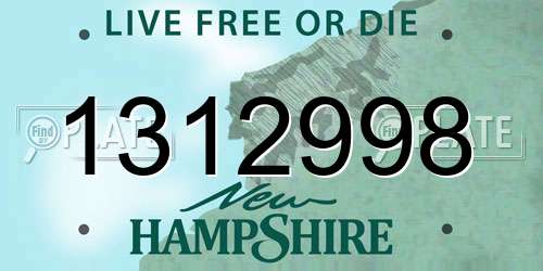 1312998 New Hampshire License Plate