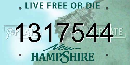 1317544 New Hampshire License Plate