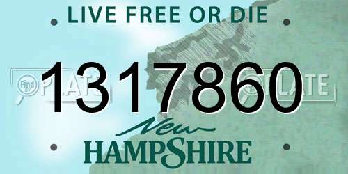 1317860 New Hampshire License Plate