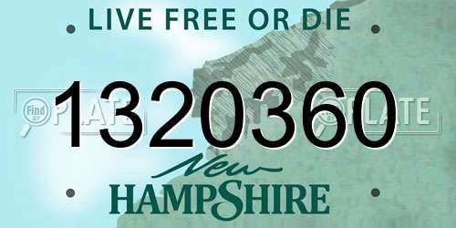 1320360 New Hampshire License Plate
