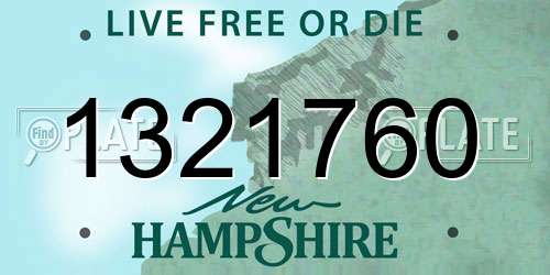 1321760 New Hampshire License Plate