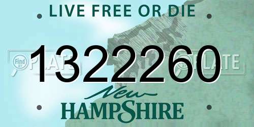 1322260 New Hampshire License Plate